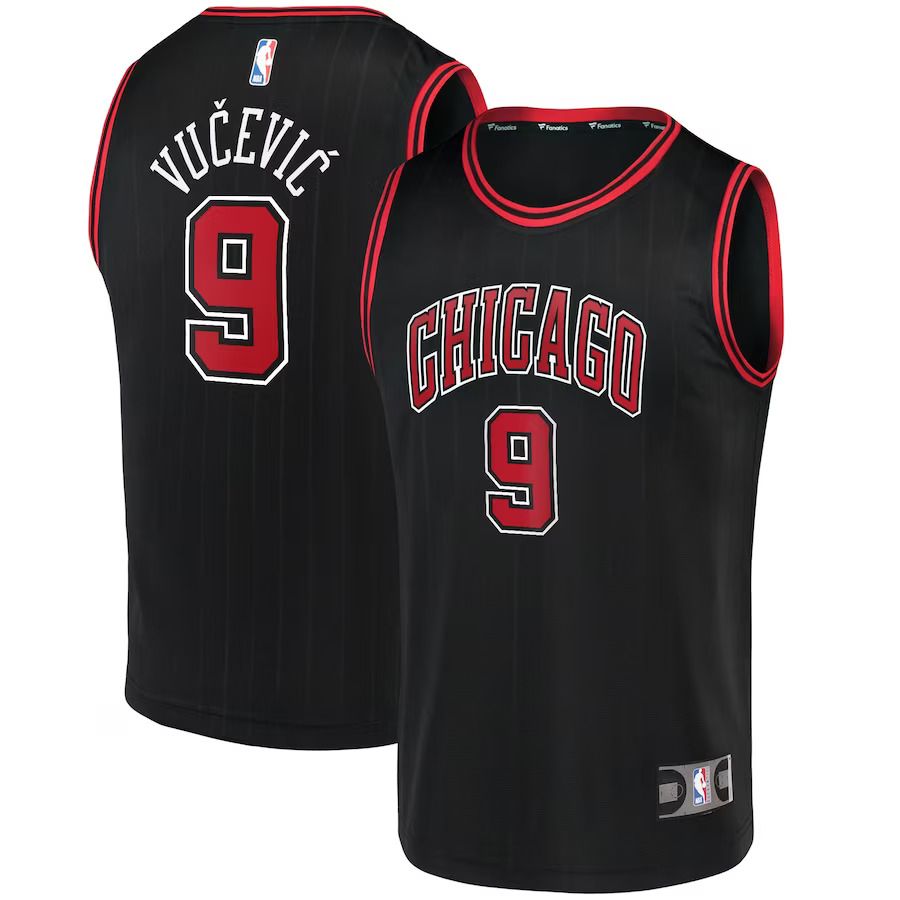 Men Chicago Bulls 9 Nikola Vucevic Fanatics Branded Black 2022-23 Fast Break Replica NBA Jersey